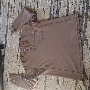 Duluth Trading Co Brown Henley Shirt, LG TALL